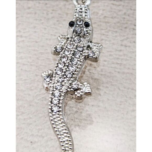 Alligator Dangle Earrings Silver - Picture 2 of 6